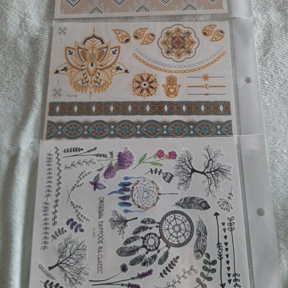 3 sheets Golden Silver Temporary Tattoo - Picture 3 of 16